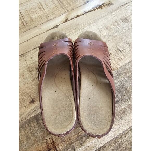 Dansko Womens Wedge Heel Mule Shoe Sz 6.5 Tilly Slip On Strappy Cut Out - Picture 4 of 7